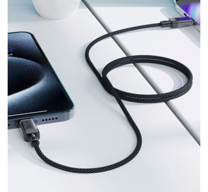 Acefast Дата кабель USB-C to USB-C 1.2m 60W stainless steel C12-03 Black Acefast (6974316283317)