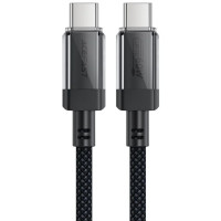 Дата кабель USB-C to USB-C 1.2m 60W stainless steel C12-03 Black Acefast (6974316283317)