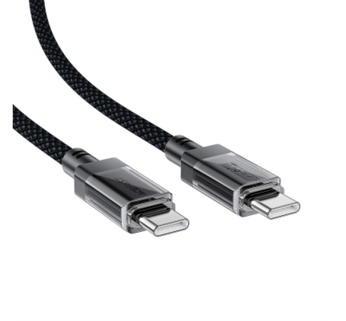 Acefast Дата кабель USB-C to USB-C 1.2m 60W stainless steel C12-03 Black Acefast (6974316283317)