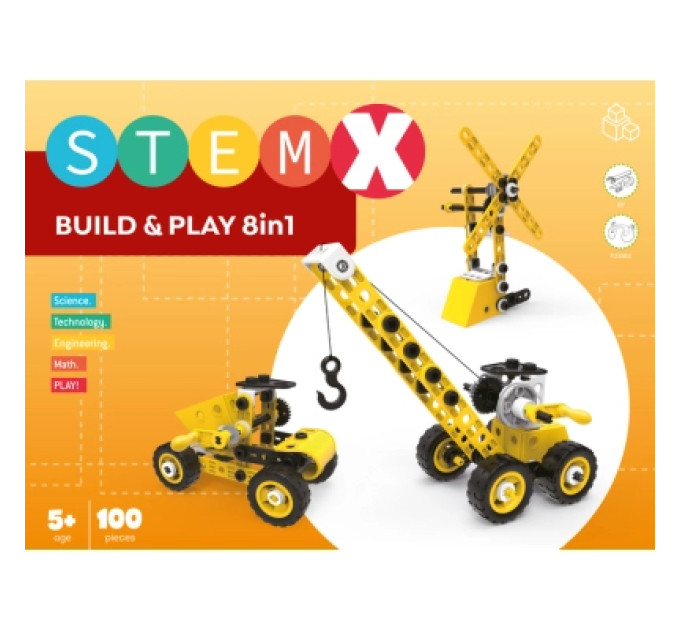 Stem Конструктор Stem з болтами Build&Play 8 в 1 на 100 деталей (3858894673322)