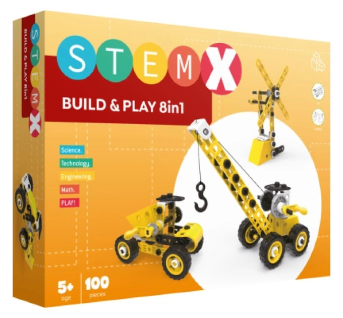 Stem Конструктор Stem з болтами Build&Play 8 в 1 на 100 деталей (3858894673322)