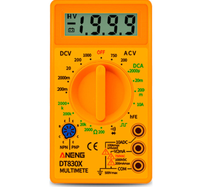 ANENG Цифровий мультиметр ANENG AN-DT830X, V, A, R, C, функція hFE (AN-DT830X)
