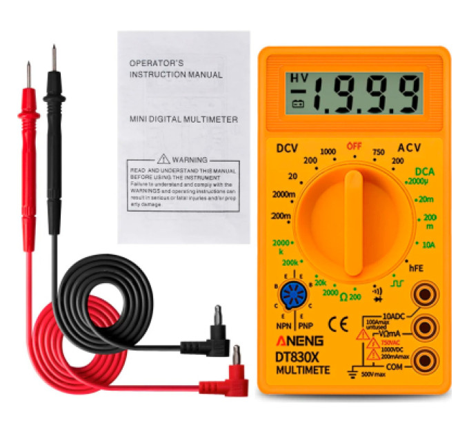 ANENG Цифровий мультиметр ANENG AN-DT830X, V, A, R, C, функція hFE (AN-DT830X)
