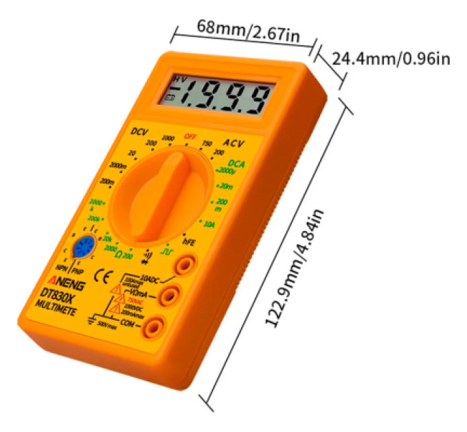 ANENG Цифровий мультиметр ANENG AN-DT830X, V, A, R, C, функція hFE (AN-DT830X)