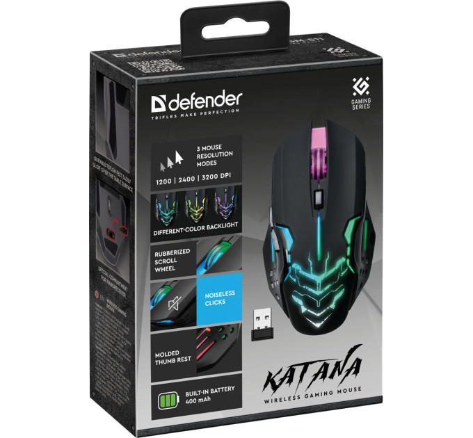 Defender Мишка Defender Katana GM-511 LED Wireless Black (52511)
