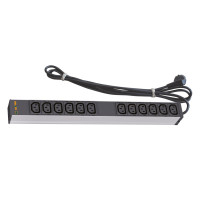Силовий блок 19" 1U 12 розеток IEC C13, вилка Schuko, кабель 3м. Conteg (DP-RP-12-IECC13)