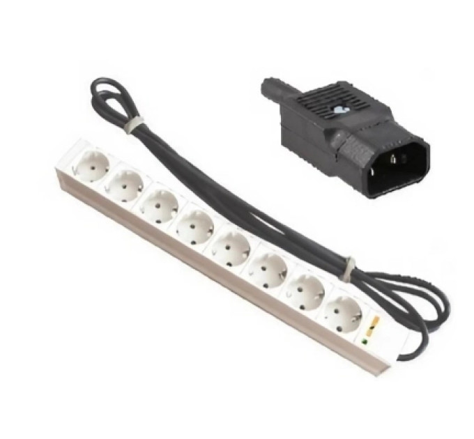 Conteg Силовий блок 19" 1U 8xSchuko, вилка IEC C14, кабель 3м. Conteg (DP-RP-08-SCHUF-IEEC14)