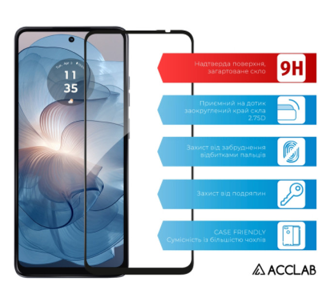 ACCLAB Скло захисне ACCLAB Full Glue MOTO G24 Power Black (1283126591778)