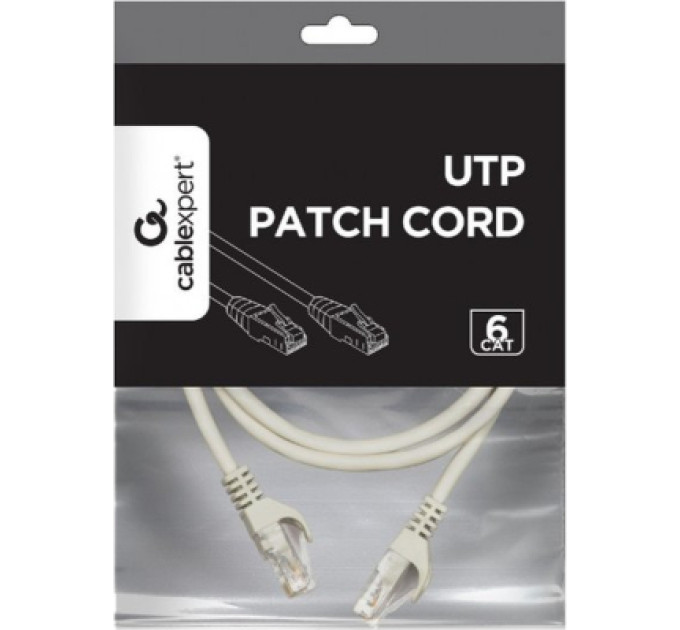 Cablexpert Патч корд Cablexpert PP6U-CU-0.5M, UTP, категорія. 6, литий,  50u" штекер із фіксатором, 0.5 м, сірий