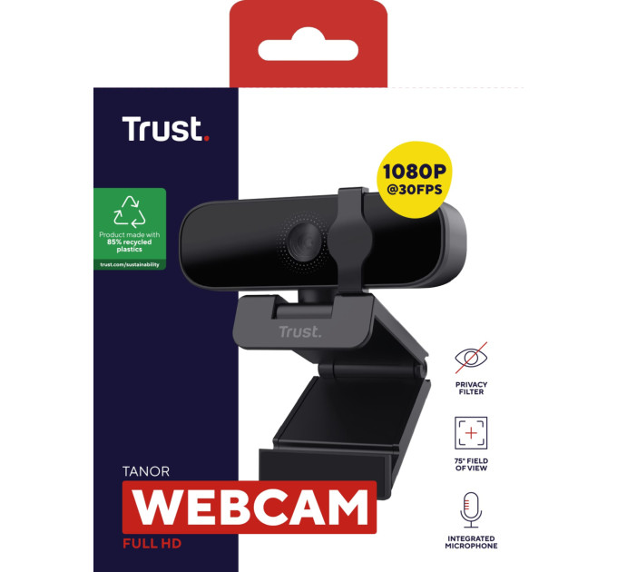 Trust Веб-камера Trust Tanor Full HD Black (25548)