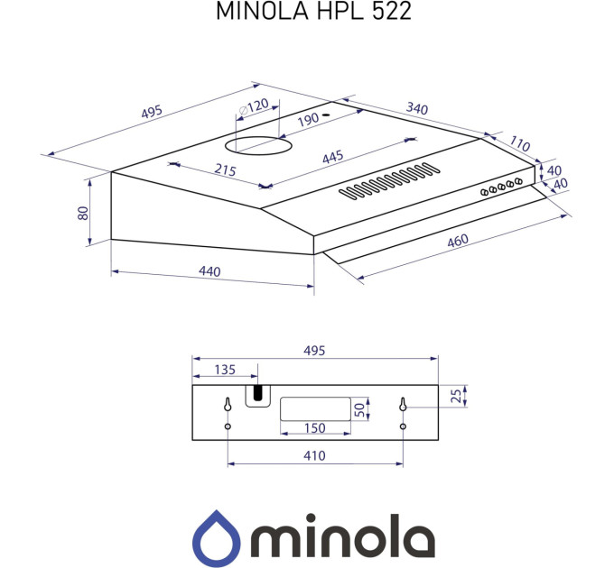Minola Витяжка Minola HPL 522 BL