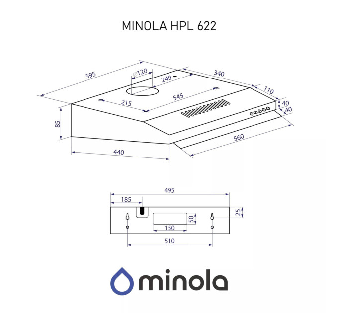Minola Витяжка Minola HPL 622 WH