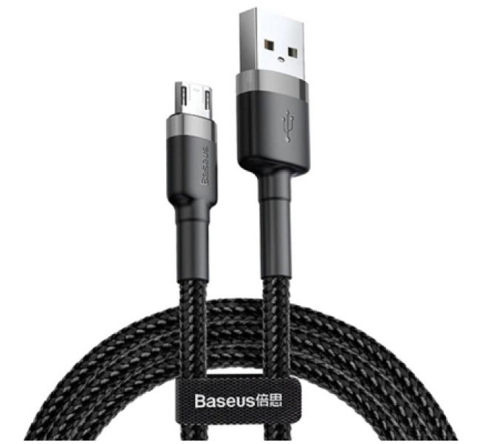 Baseus Дата кабель USB 2.0 AM to Micro 5P 1.0m 2.4A grey-black Baseus (CAMKLF-BG1)