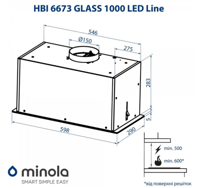 Minola Витяжка Minola HBI 6673 BL GLASS 1000 LED Line