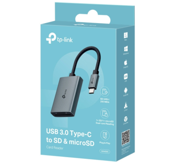TP-Link Зчитувач флеш-карт TP-Link USB-C SD + TF silver (UA430C)