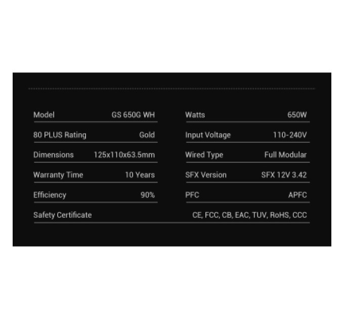Gamemax Блок живлення Gamemax 650W (GS 650G WH V25)
