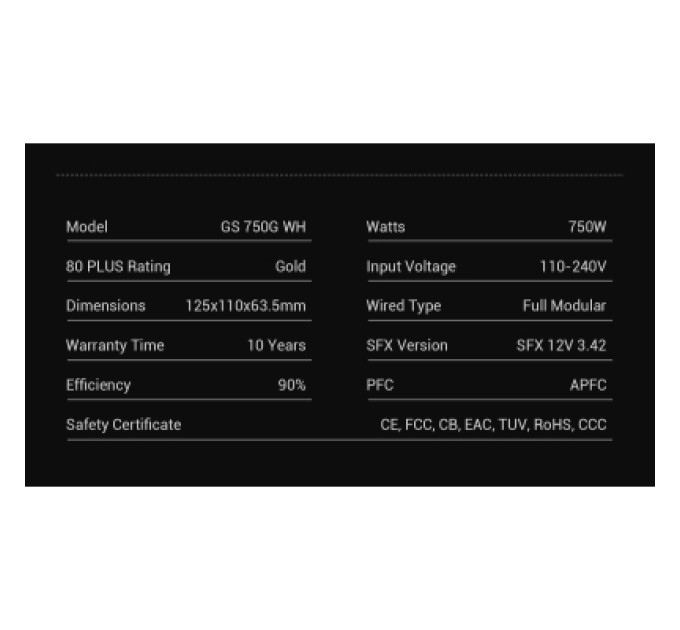 Gamemax Блок живлення Gamemax 750W (GS 750G WH V25)
