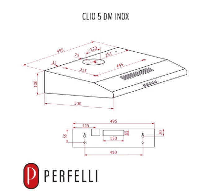 Perfelli Витяжка кухонна Perfelli CLIO 5 DM INOX