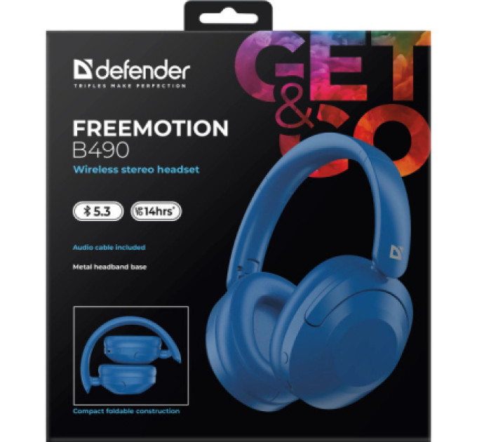 Defender Навушники Defender FreeMotion B490 Bluetooth Blue (63491)