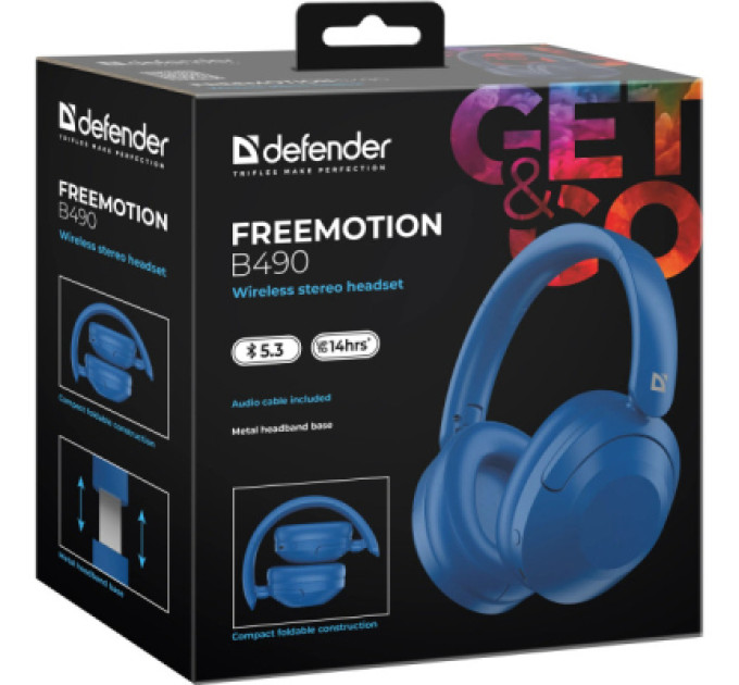 Defender Навушники Defender FreeMotion B490 Bluetooth Blue (63491)