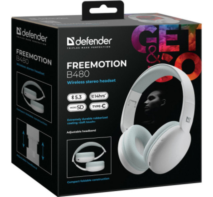 Defender Навушники Defender FreeMotion B480 Bluetooth White (63481)