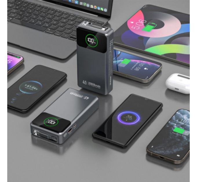 Dudao Батарея універсальна Dudao K31Pro 20000mAh 45W PD, QC, with built-in USB-C/Lightning cables (6977196682010)