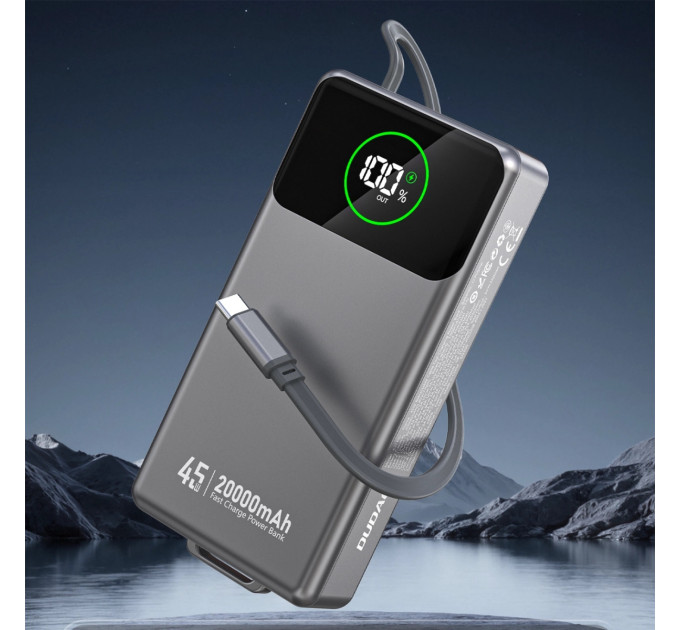 Dudao Батарея універсальна Dudao K31Pro 20000mAh 45W PD, QC, with built-in USB-C/Lightning cables (6977196682010)