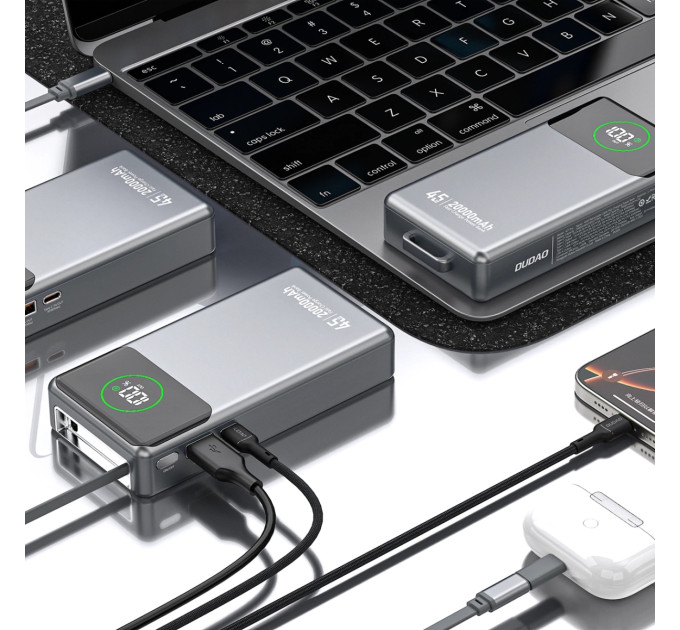 Dudao Батарея універсальна Dudao K31Pro 20000mAh 45W PD, QC, with built-in USB-C/Lightning cables (6977196682010)