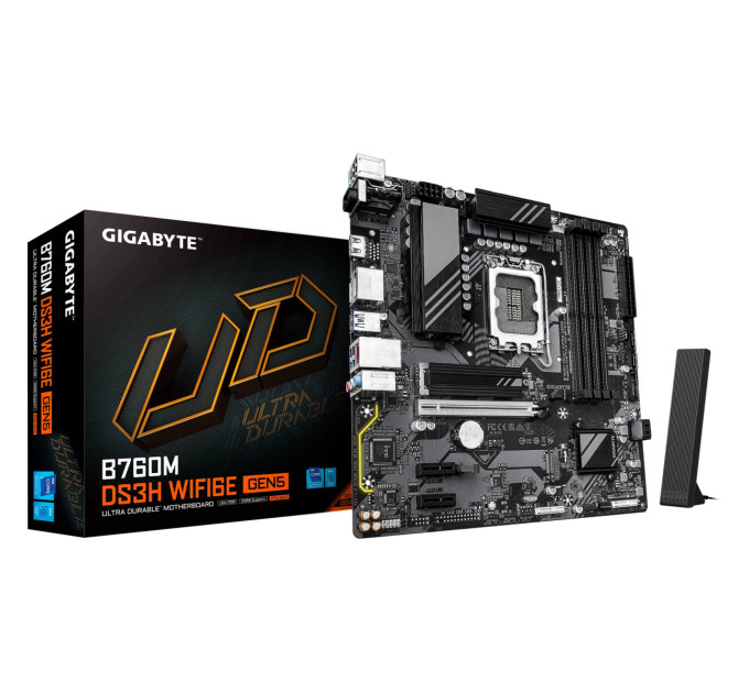 GIGABYTE Материнська плата Gigabyte B760M DS3H WiFi6E Gen5 Socket 1700