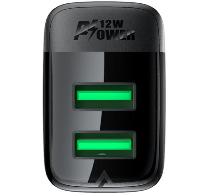 Acefast Зарядний пристрій Acefast 2xUSB 12W A86 black (6974316283270)