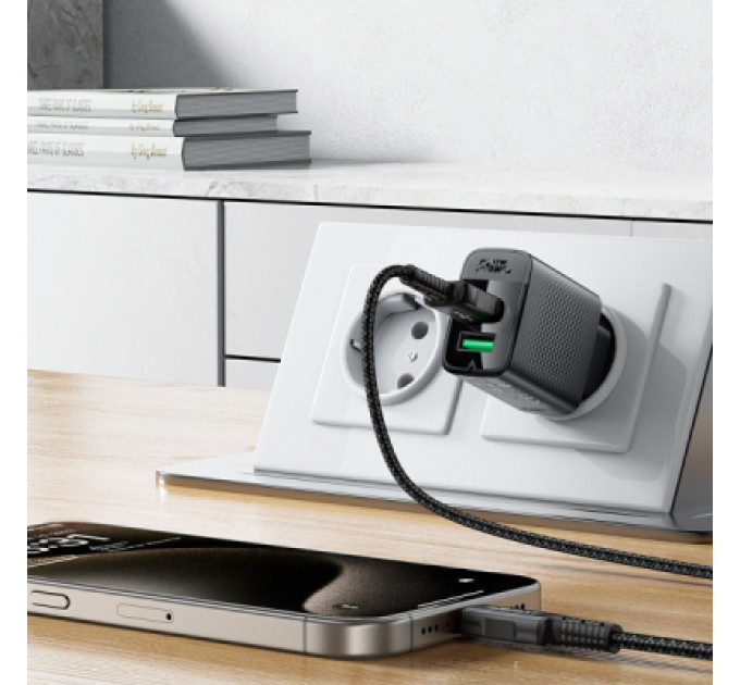 Acefast Зарядний пристрій Acefast 2xUSB 12W A86 black (6974316283270)