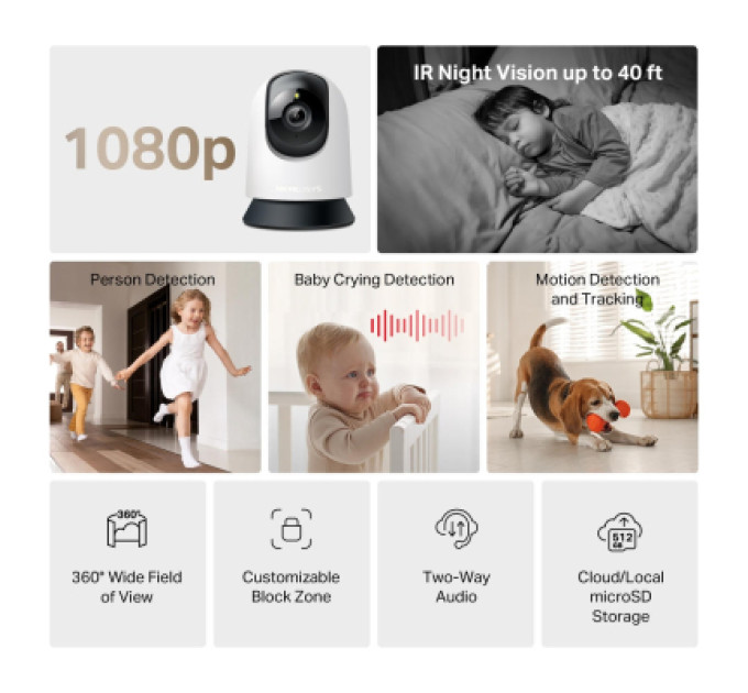 Mercusys Камера відеоспостереження Mercusys IP-Камера MERCUSYS MC200 FHD N300 microSD motion detection (MC200)