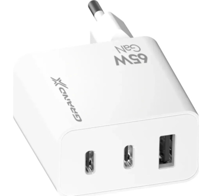 Grand-X Зарядний пристрій Grand-X 2xUSB-C + 1xUSB 65W PD3.0 QC4.0 AFC SCP FCP white (CH-990W)