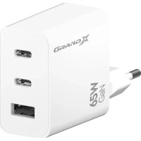 Зарядний пристрій Grand-X 2xUSB-C + 1xUSB 65W PD3.0 QC4.0 AFC SCP FCP white (CH-990W)