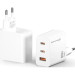 Grand-X Зарядний пристрій Grand-X 2xUSB-C + 1xUSB 65W PD3.0 QC4.0 AFC SCP FCP white (CH-990W)