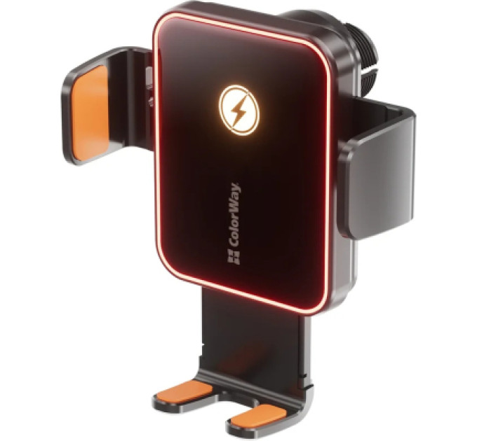 ColorWay Універсальний автотримач ColorWay Ultra-mini. автозажим, Wireless Charger 15W Black (CW-CHAW069Q-BK)