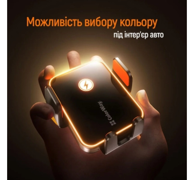 ColorWay Універсальний автотримач ColorWay Ultra-mini. автозажим, Wireless Charger 15W Black (CW-CHAW069Q-BK)