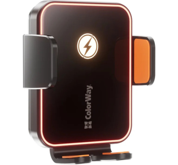 ColorWay Універсальний автотримач ColorWay Ultra-mini. автозажим, Wireless Charger 15W Black (CW-CHAW069Q-BK)