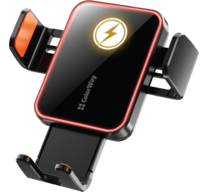 ColorWay Універсальний автотримач ColorWay Ultra-mini. автозажим, Wireless Charger 15W Black (CW-CHAW069Q-BK)