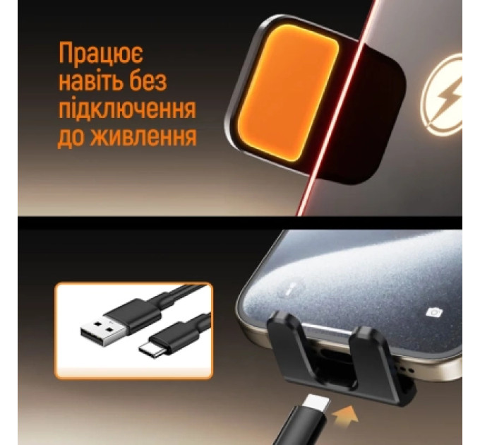 ColorWay Універсальний автотримач ColorWay Ultra-mini. автозажим, Wireless Charger 15W Black (CW-CHAW069Q-BK)