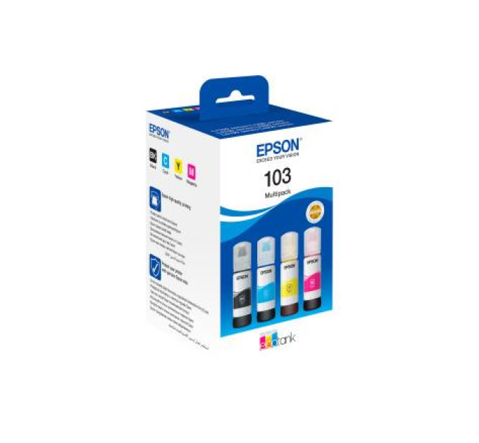 Epson Контейнери з чорнилом Epson 103 EcoTank L1110/L1250/L3100/L3101/L3110/L3150/L3151/L3156/L3200/L3201/L3250/L3251/L3256/L3260/L3266/L3550/L3560/L5190/L5590/L5290  Multipack (C,M,Y,Bk)