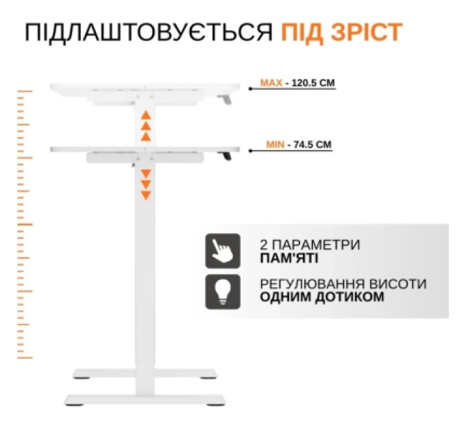 ITech Комп'ютерний стіл ITechMount з регульованою висотою MT12BW білий (MT12BW)