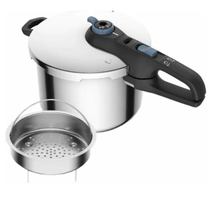 Tefal Kitchenware Скороварка Tefal Secure Trendy, 6л, з паровим кошиком, нержавіюча сталь, пластик