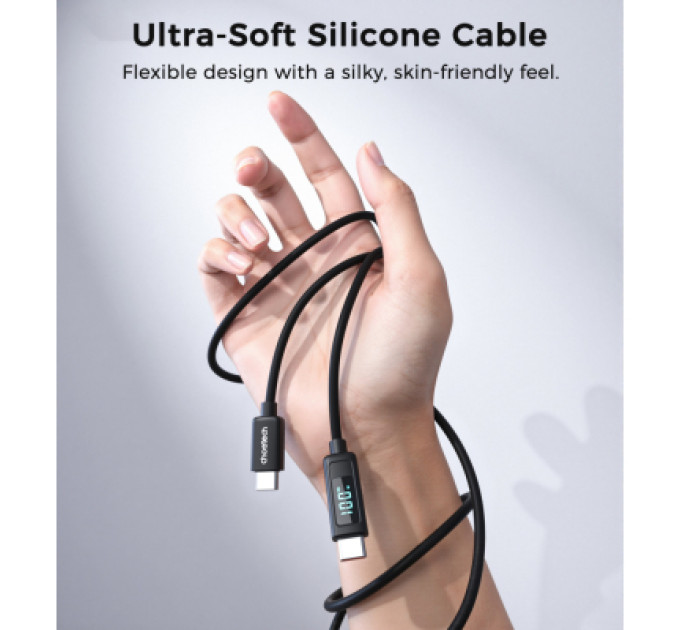Choetech Дата кабель USB-C to USB-C 1.2m PD100W digital display silicone Choetech (XCC-1064)
