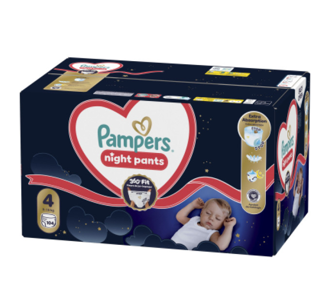 Pampers Підгузки Pampers Night Pants Розмір 4 (9-15 кг) 104 шт (8006530320559)