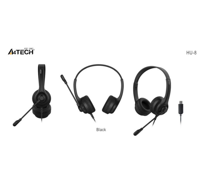 A4Tech A4Tech HU-8 гарнітура з регулятором гучності, колір чорний