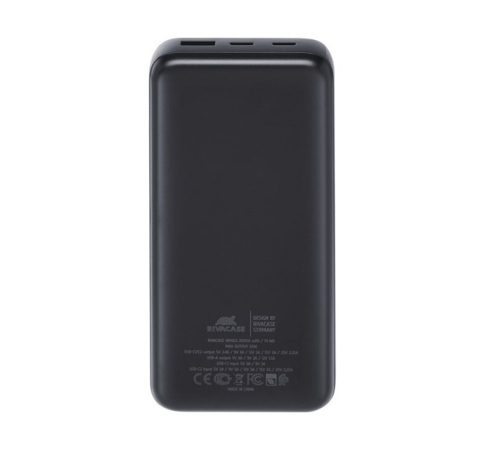 RivaCase Портативний зарядний пристрій Rivacase, 20000 mA, RIVAPOWER VA1082 (Black)