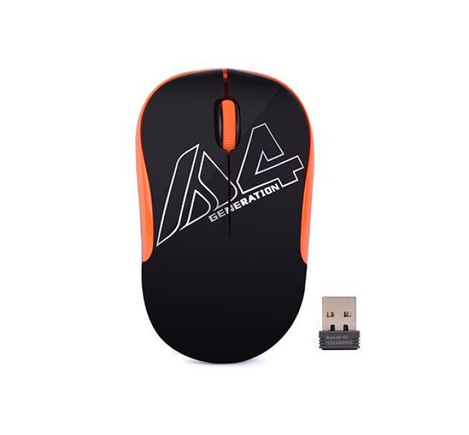 A4Tech Миша A4-G3-300N USB V-Track  , бездротова, 1000dpi, чорний + помаранчевий