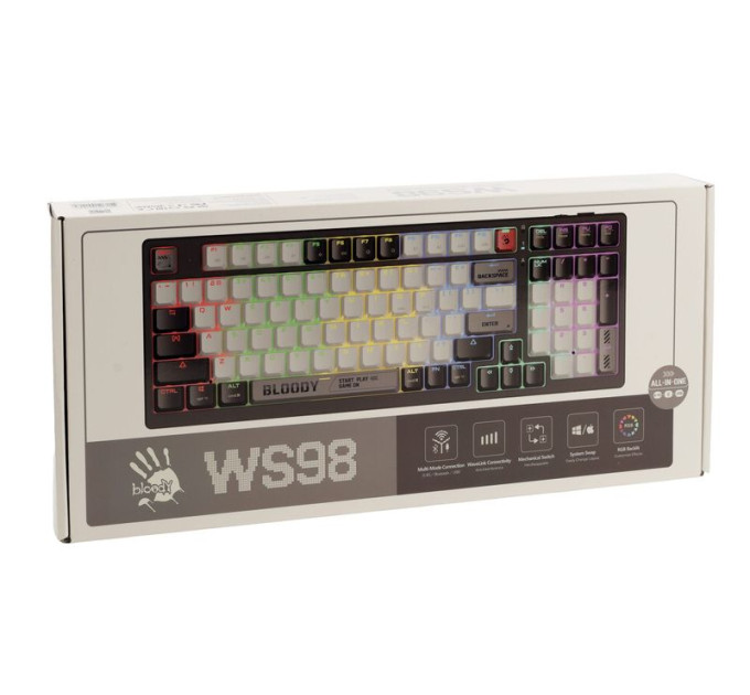 Bloody Механічна бездротова клавіатура A4Tech Bloody WS98 (Bloody Grey), сіро-біла