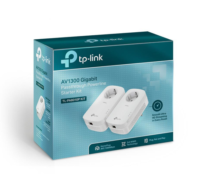 TP-Link Гігабітний Powerline адаптер з вбудованою розеткою , TL-PA8010PKIT TP-LINK